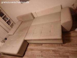 Ausziehbare Eckcouch. Ausziehbare Eckcouch in gutem Zustand zu verschenken. 
Maße: ca. 2,80m breit und 1, 85m tief.