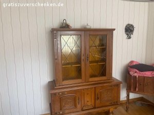 Büffetschrank , Vitrine mit Unterschrank,  Wohnzimmerschrank. Wohnzimmerschrank (3m) , alles Eiche rustikal