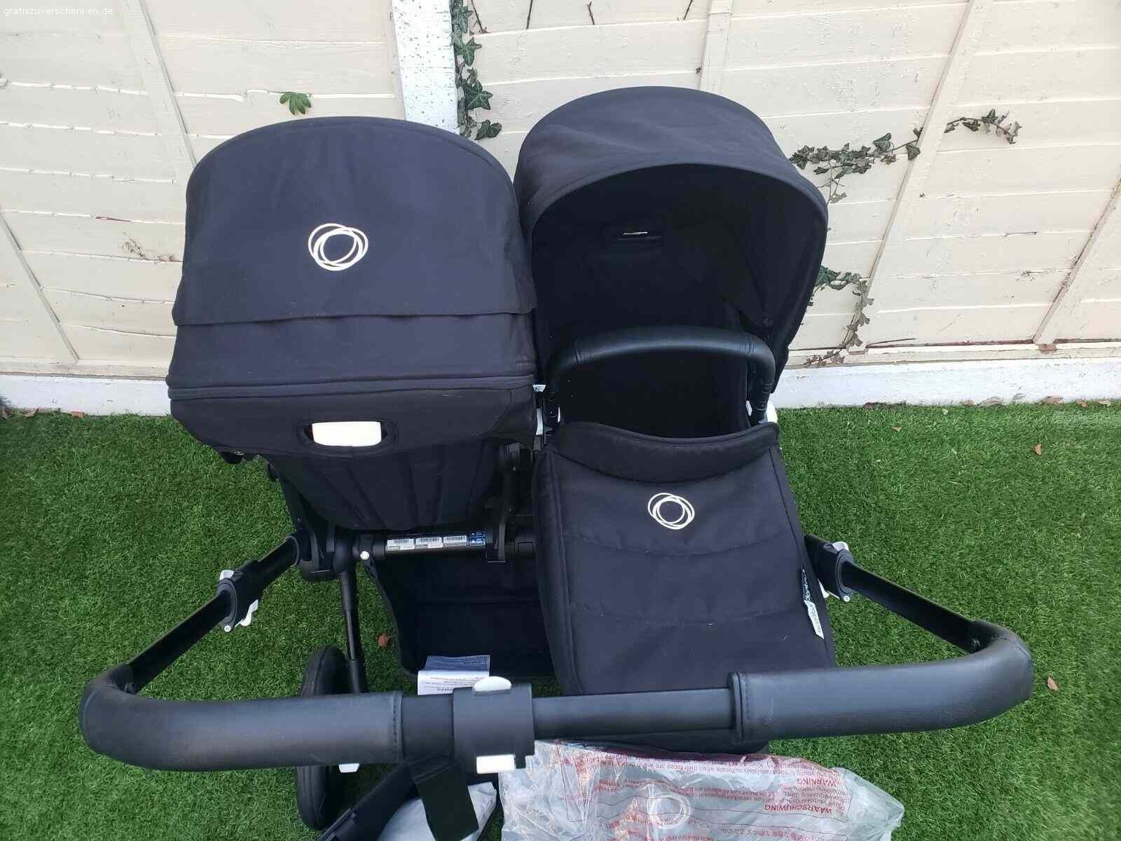 Bugaboo Donkey Twin Doppelkinderwagen mit allem Zubehör:. Bugaboo Donkey Twin Doppelkinderwagen mit allem Zubehör:

2x Sitze von Geburt bis 3 Jahre - horizontal liegend
2x Babytragetaschen für Neugeborene
2x Fußsäcke
2x Regenschutz
1x Korb unter Kinderwagen
1x Korb seitlich (Breitenreduzierung des Kinderwagens)