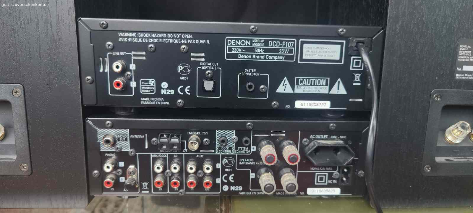 Denon Kompaktanlage. hochwertige Denon Kompaktanlage mit Tuner/Verstärker DRA-F107  2 x 65 W, CD Player DCD-F107 und 2 Lautsprecherboxen. Wenig benutzt. Top Zustand., Betriebsanleitungen und alle Verbindungskabel vorhanden.