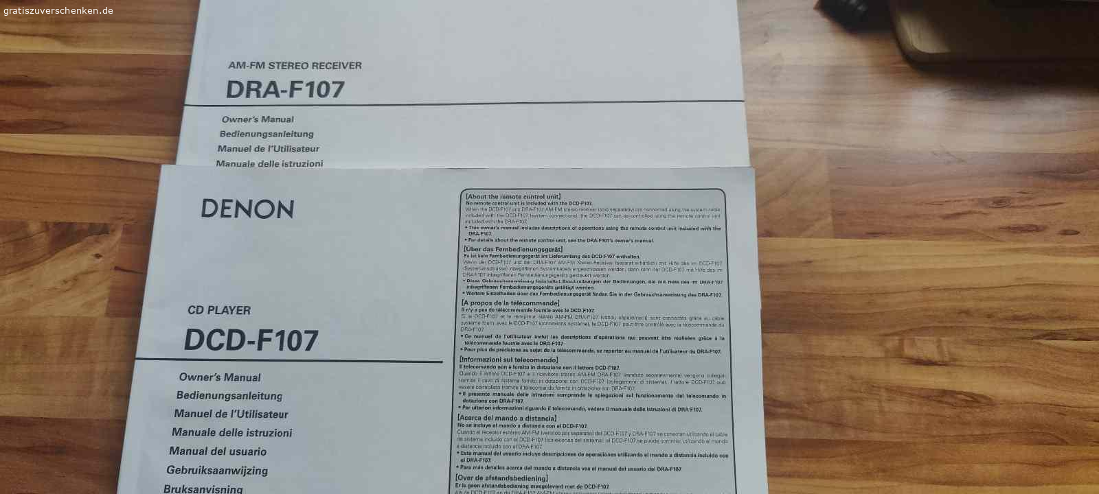 Denon Kompaktanlage. hochwertige Denon Kompaktanlage mit Tuner/Verstärker DRA-F107  2 x 65 W, CD Player DCD-F107 und 2 Lautsprecherboxen. Wenig benutzt. Top Zustand., Betriebsanleitungen und alle Verbindungskabel vorhanden.
