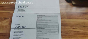 Denon Kompaktanlage. hochwertige Denon Kompaktanlage mit Tuner/Verstärker DRA-F107  2 x 65 W, CD Player DCD-F107 und 2 Lautsprecherboxen. Wenig benutzt. Top Zustand., Betriebsanleitungen und alle Verbindungskabel vorhanden.