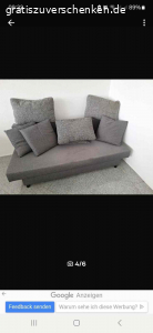 3er (Schlaf)couch Ikea mit zwei Ikea-tischen. Dreisitzer Couch mit Kissen . Durch umlegen kann sie zur Schlafcouch umfunktioniert werden.  Kann bis Freitagnachmittag vergeben werden