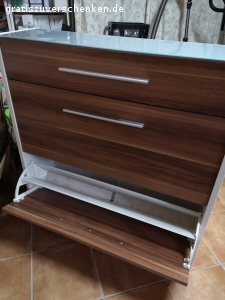 Schuhschrank. 2 Kippschubladen, 1 Schublade
