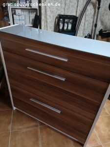 Schuhschrank. 2 Kippschubladen, 1 Schublade