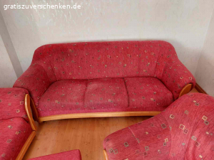 Sitzgarnitur 2er.3er .1 Sessel.. Verschenke Sitzgarnitur 3er.2er.1 Sessel. 1 Hocker
Keine Löcher , Risse oder Flecken im Stoff sauber auch, nicht durch gessen.
Nichtraucher oder Tier frei.
Kein Schrott den ich los werden will.
1 Sessel B x 90 cm
2er Sofa B x 1.50m
3er Sofa B x 2.00m
Hocker 45cm x 45cm Hoch 40cm.
Kein Versand
Nur Abholung
in 51379 Leverkusen / Opladen